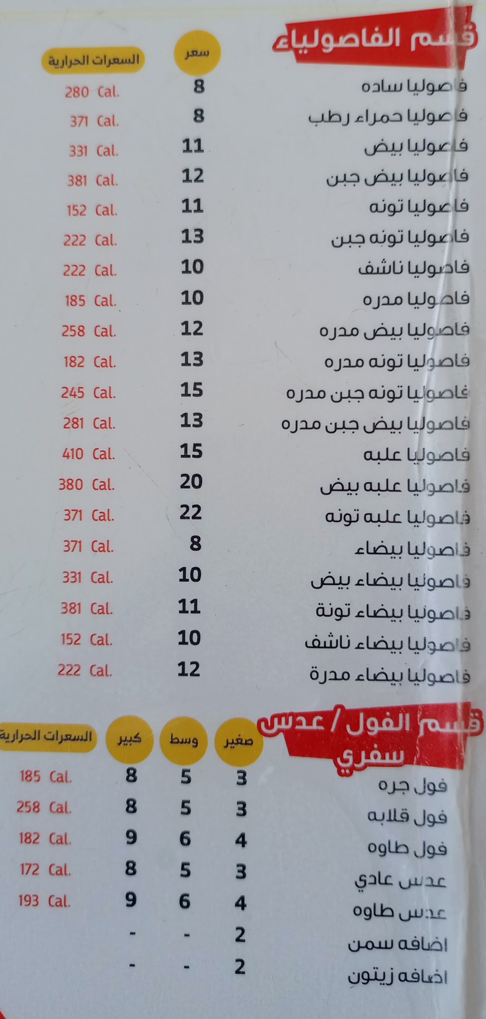 منيو فوال الأفراح