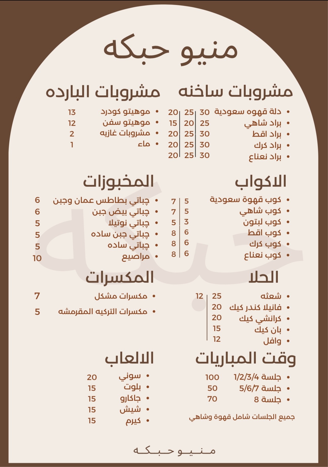 منيو كوفي حبكة