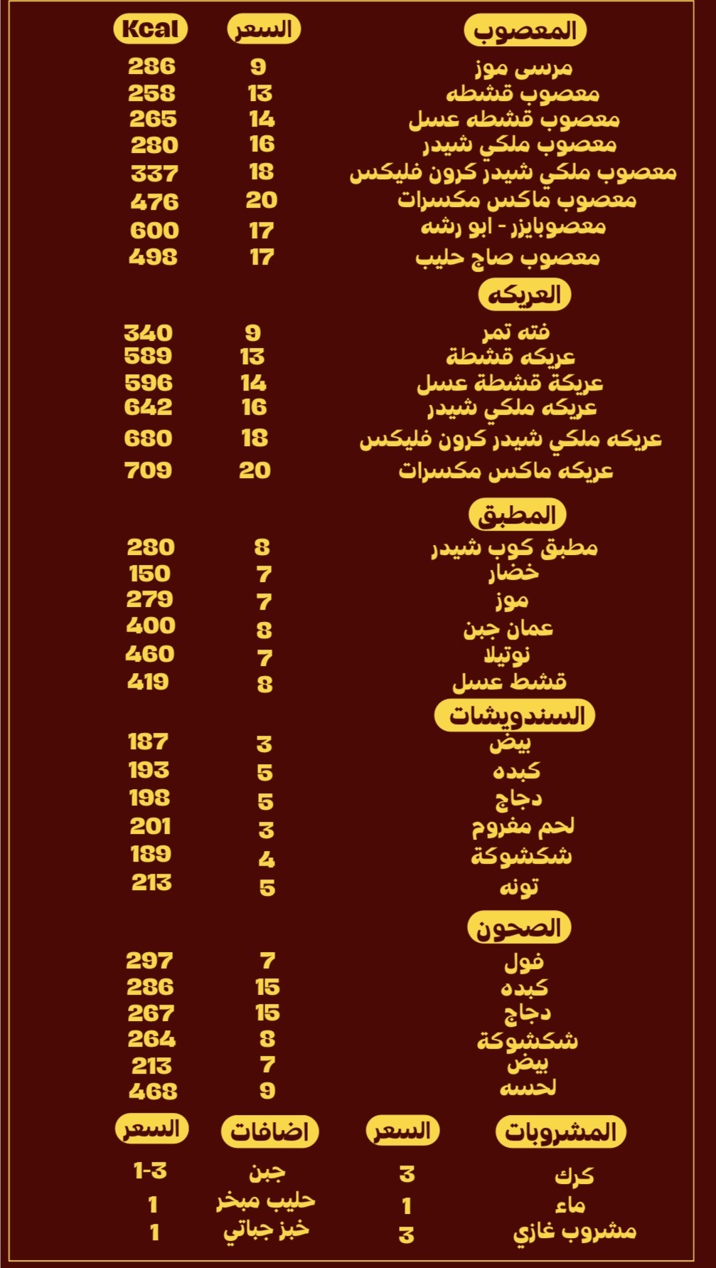 منيو معصوبايزر MASOUBIZZR