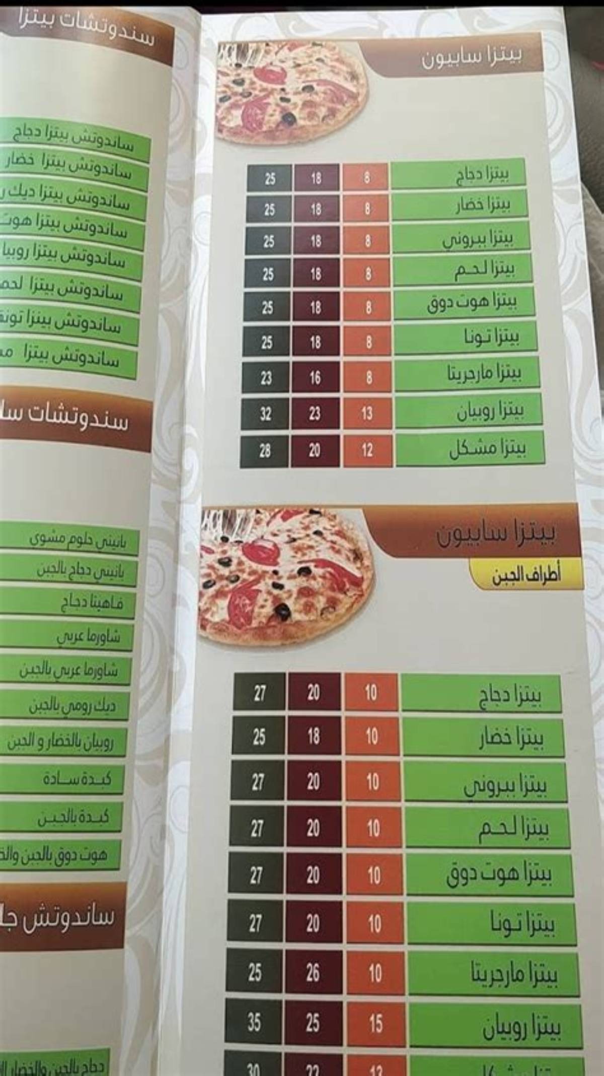 منيو مناقيش سابيون