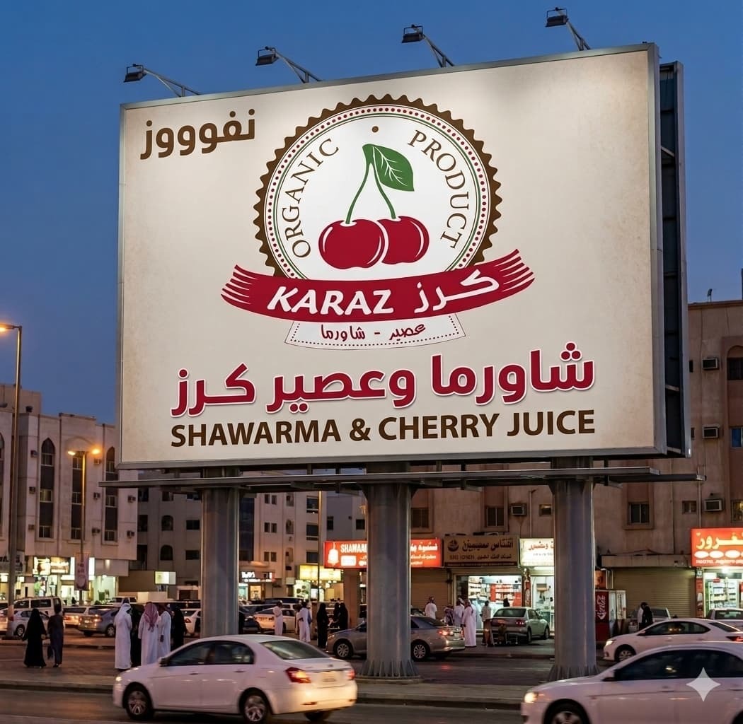 منيو شاورما وعصير كرز