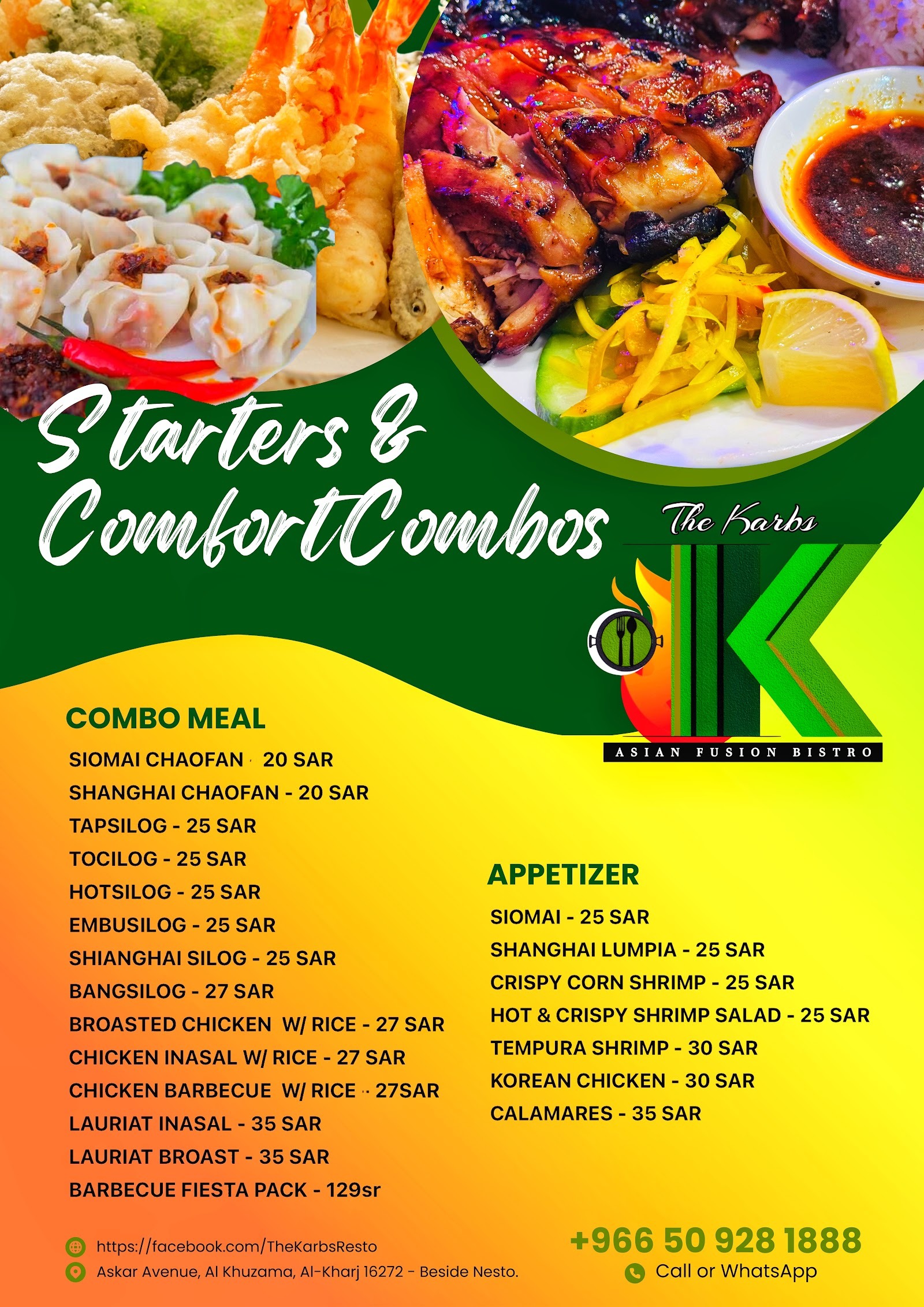 منيو THE KARBS Asian Fusion Restaurant